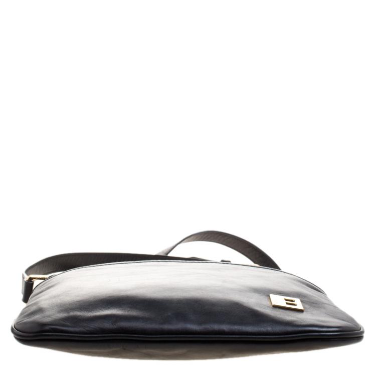Pre Owned Bally Black Leather Messenger Bag
