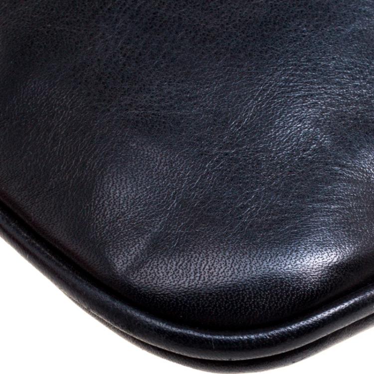 Pre Owned Bally Black Leather Messenger Bag