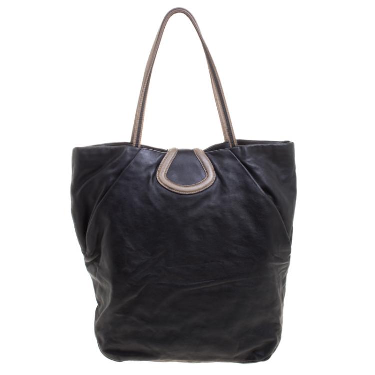 Pre Owned Bally Black Leather Shopper Tote