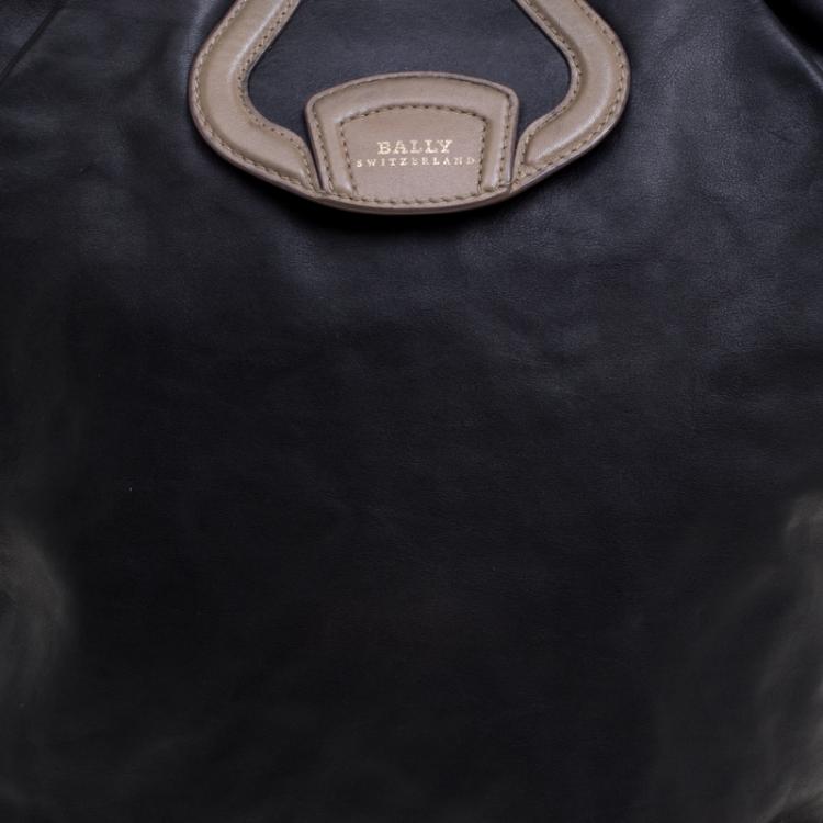 Pre Owned Bally Black Leather Shopper Tote