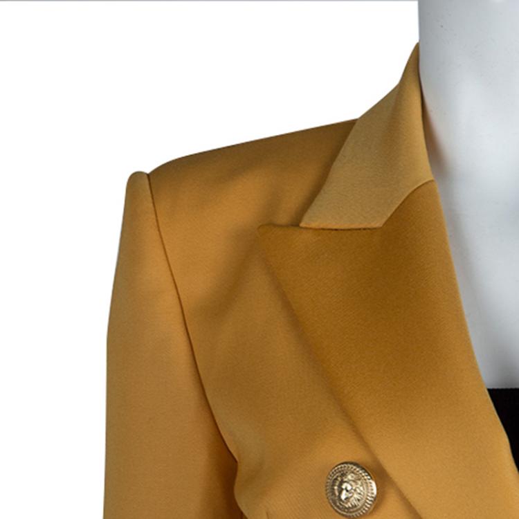 مملوكة مسبقًا Balmain Mustard Yellow Double-Breasted Wool Blazer M