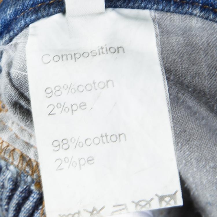Pre Owned Balmain Grey Washed Denim Pintucked Panel Zip Detail Skinny Jeans S