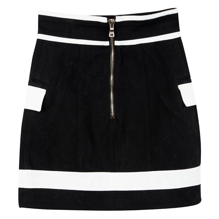 Pre Owned Balmain Monochrome Knit Pencil Skirt S