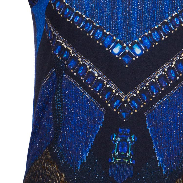 Pre Owned Balmain Blue Printed Sleeveless Tshirt S