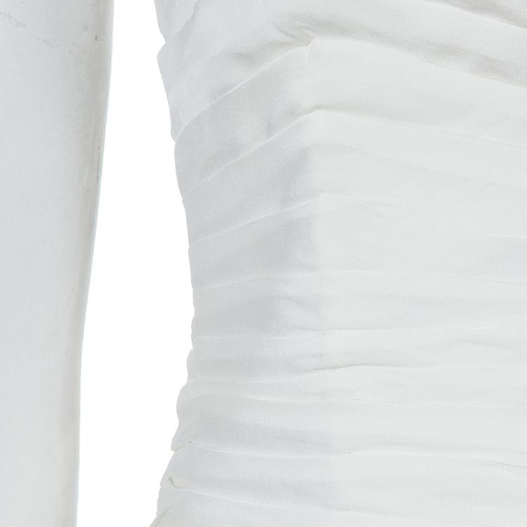 Pre Owned Balmain White Empire Line Chain Strap Silk Gown M