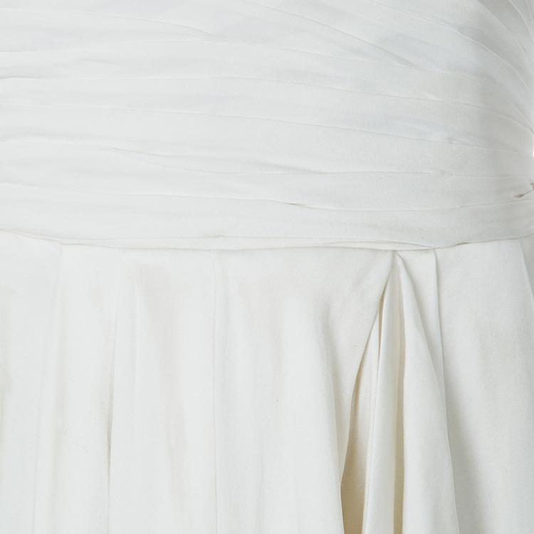 Pre Owned Balmain White Empire Line Chain Strap Silk Gown M