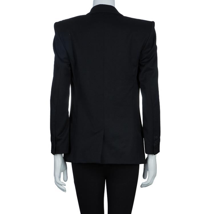 Pre Owned Balmain Black Embellished Motif Wool Blazer S