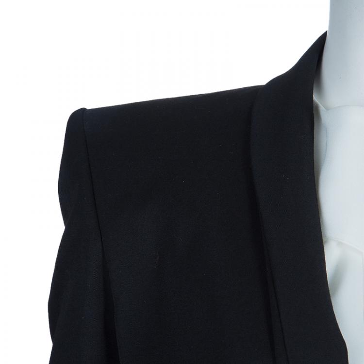 Pre Owned Balmain Black Embellished Motif Wool Blazer S