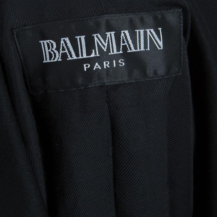 Pre Owned Balmain Black Embellished Motif Wool Blazer S