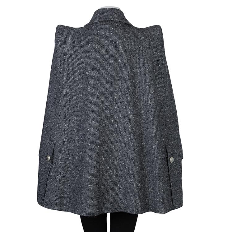 Pre Owned Balmain Grey Wool Cape Coat S