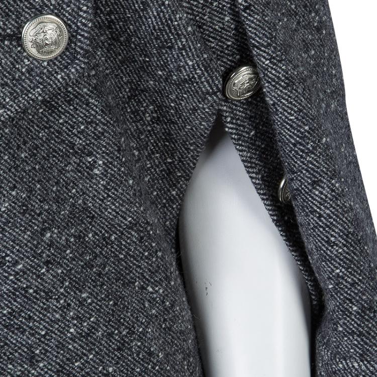 Pre Owned Balmain Grey Wool Cape Coat S