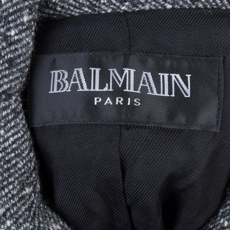 Pre Owned Balmain Grey Wool Cape Coat S