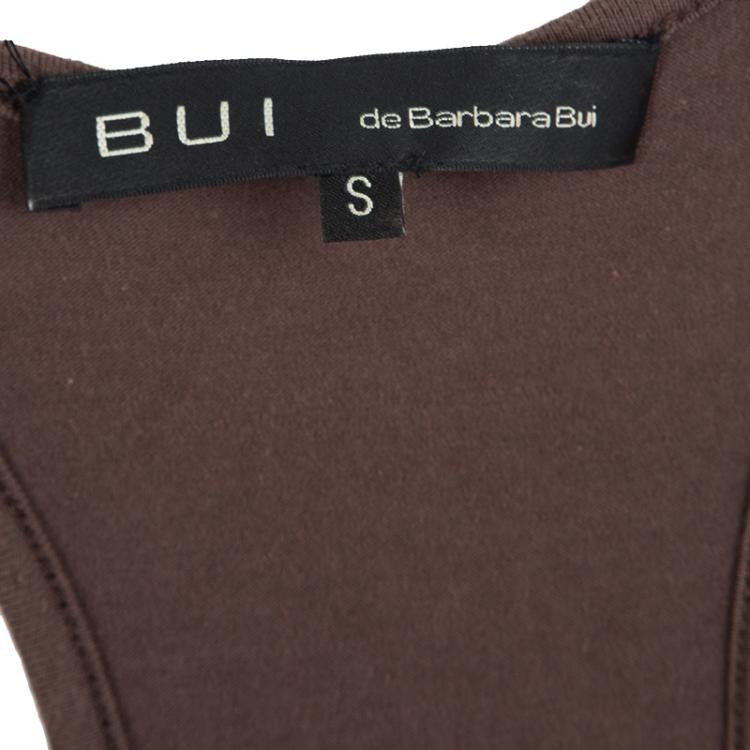 Pre Owned Barbara Bui Brown Cotton Embellished Tank Dress S
