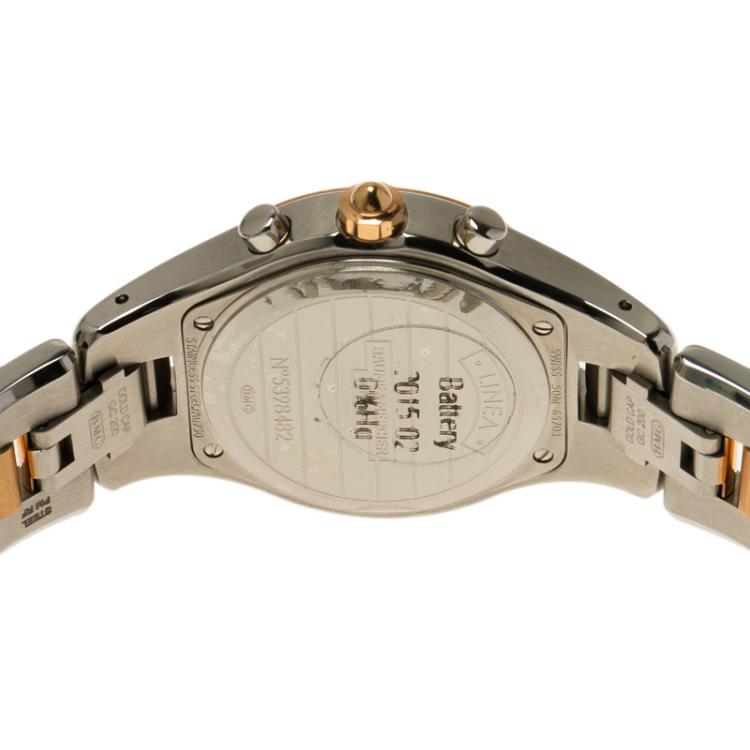 Pre Owned Baume and Mercier Silver Gold-Plated Stainless Steel Linea Women's Wristwatch 32MM