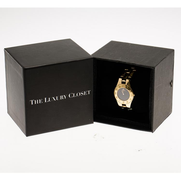 Pre Owned Baume et Mercier Black Gold-Plated Stainless Steel Linea Women's Wristwatch 30MM