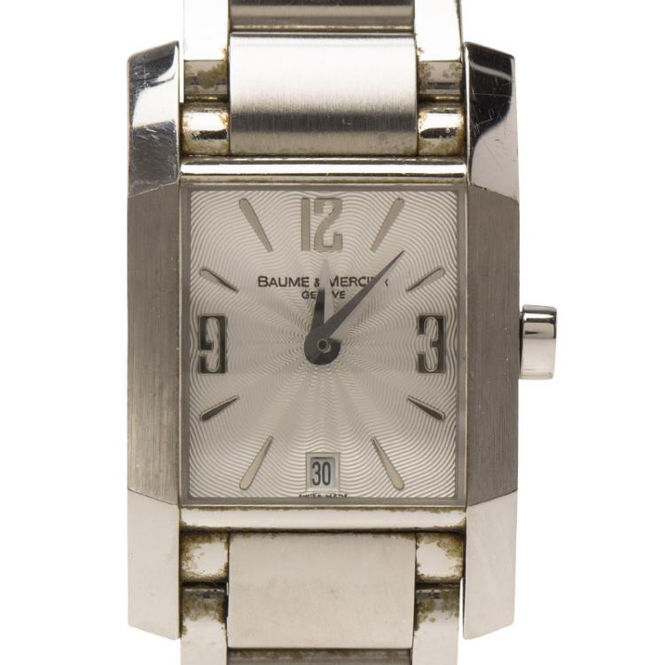 Pre Owned Baume and Mercier White Stainless Steel Diamant 65488 Women's Wristwatch 23MM