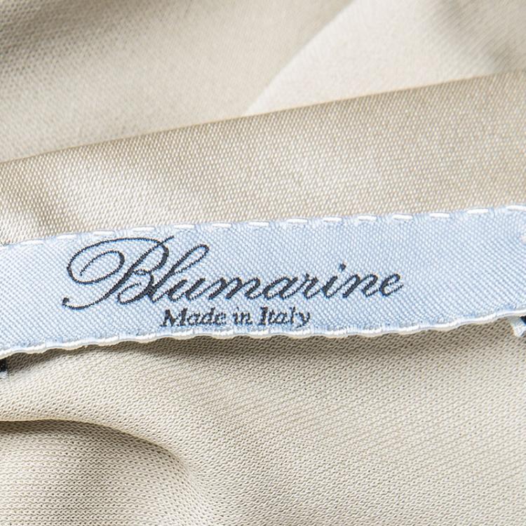 Pre Owned Blumarine Beige Silk Knit Swarovski Embellished Sleeveless Dress M