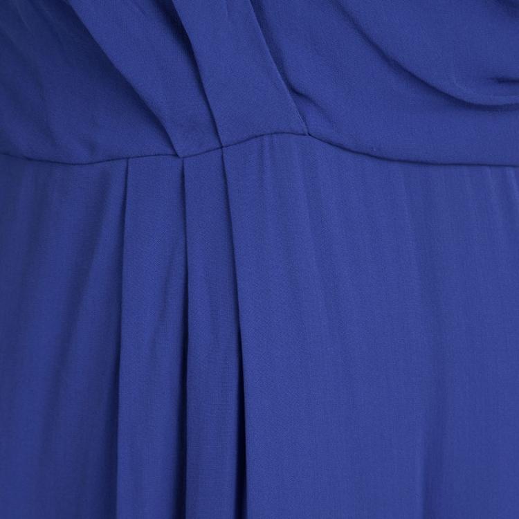 Pre Owned Boss By Hugo Boss Blue Drape Detail Maxi Drapiella Dress S