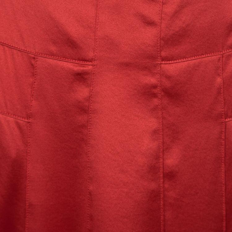 مملوكة مسبقًا Boss by Hugo Boss Red Silk Satin Varana Maxi Skirt M