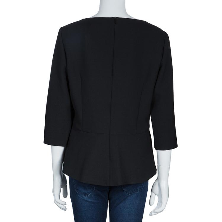 Pre Owned Boss By Hugo Boss Black Peplum Top L