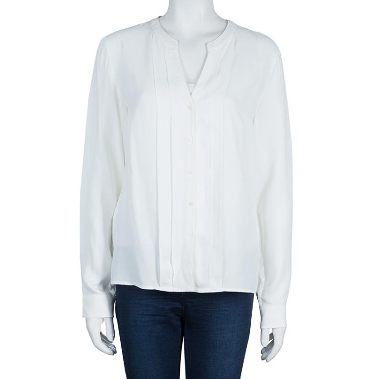 مملوكة مسبقًا Boss by Hugo Boss White Rimanda Blouse M