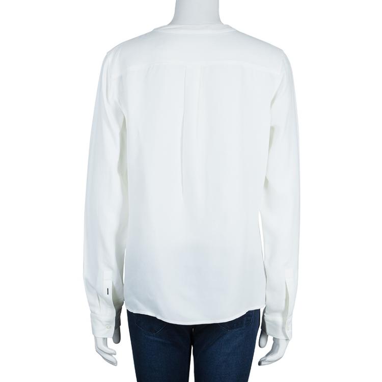 مملوكة مسبقًا Boss by Hugo Boss White Rimanda Blouse M
