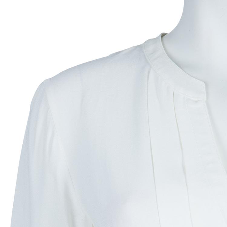 مملوكة مسبقًا Boss by Hugo Boss White Rimanda Blouse M