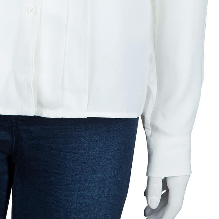 مملوكة مسبقًا Boss by Hugo Boss White Rimanda Blouse M