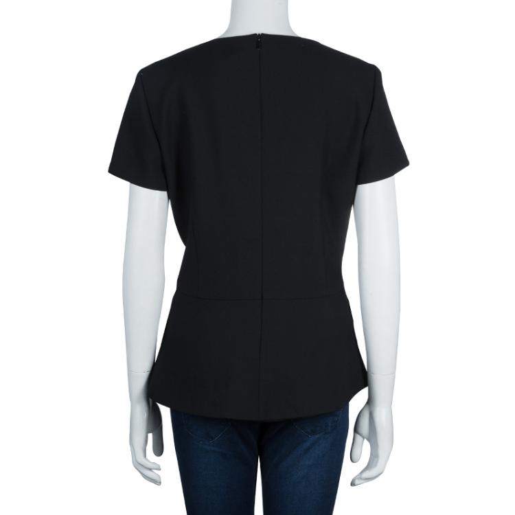 مملوكة مسبقًا Boss by Hugo Boss Black Iparela Peplum Top L