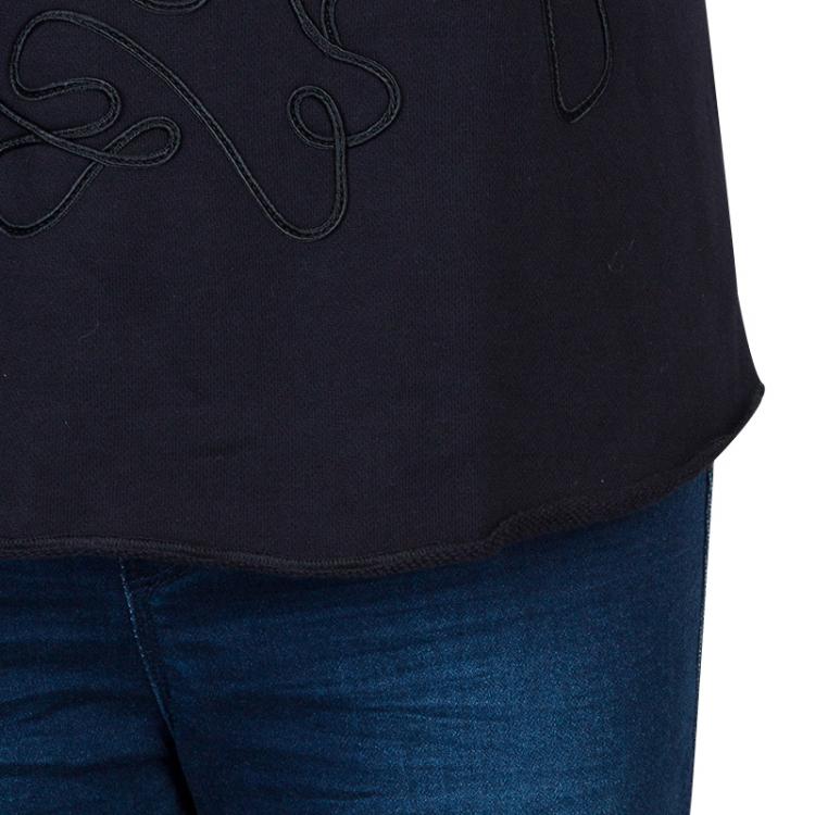 Pre Owned Boss By Hugo Boss Black Terry Cloth Applique Detail Top S