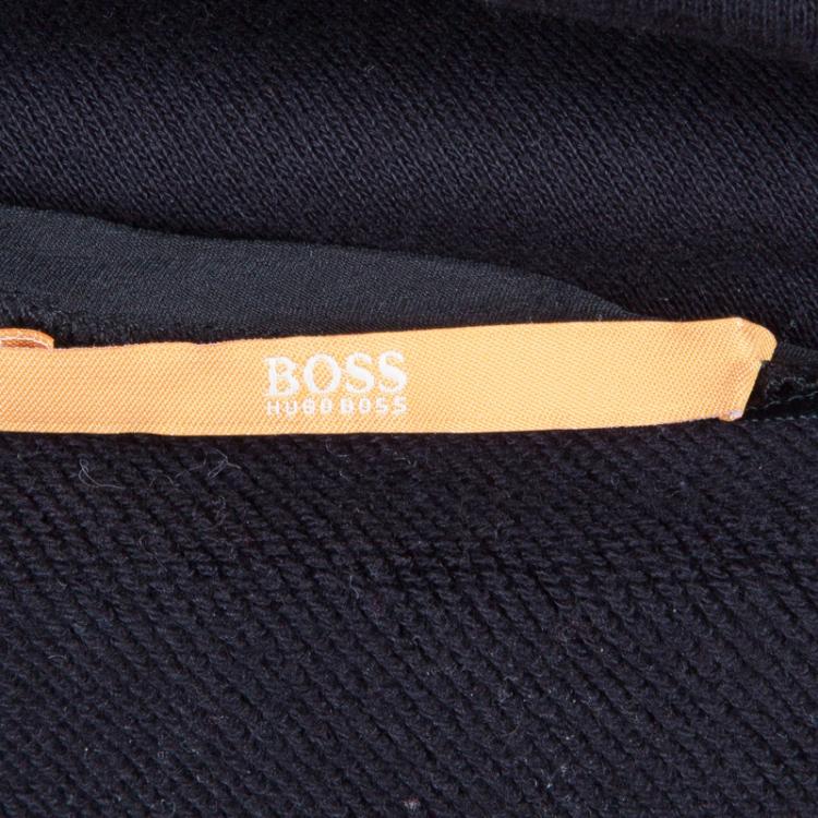 Pre Owned Boss By Hugo Boss Black Terry Cloth Applique Detail Top S