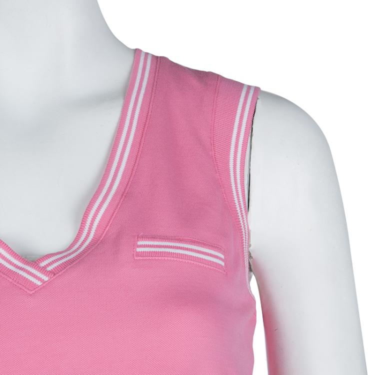 Pre Owned Boss By Hugo Boss Pink Knit Drawstring Waist Detail Sleeveless Dress M