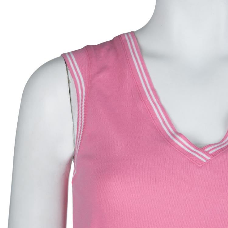 Pre Owned Boss By Hugo Boss Pink Knit Drawstring Waist Detail Sleeveless Dress M