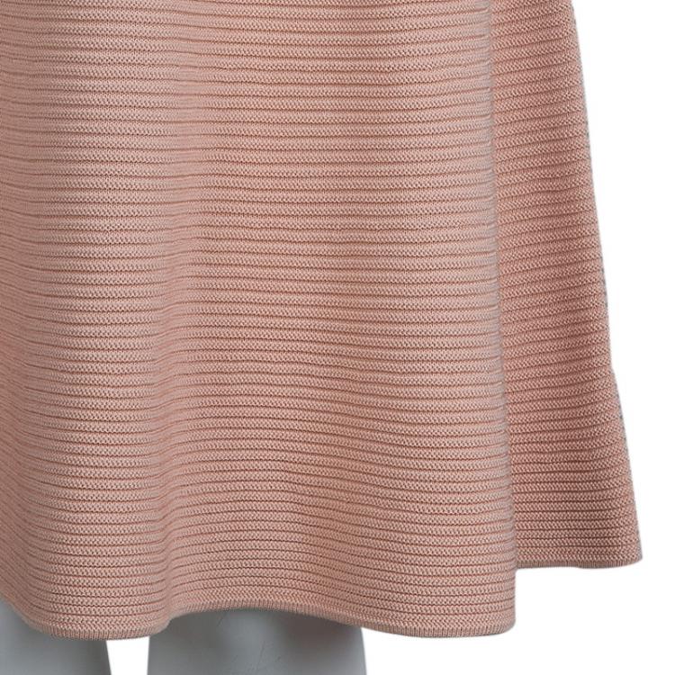 Pre Owned Boss By Hugo Boss Blush Pink Textured Knit Paneled Flared Dress S