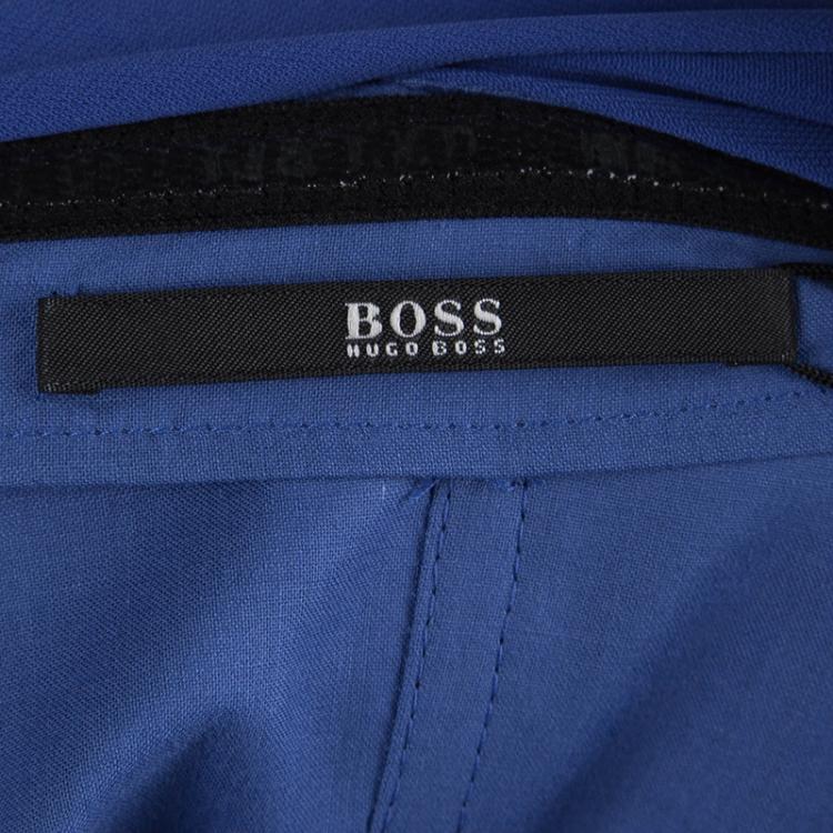 Pre Owned Boss By Hugo Boss Blue Pleated Drapira Dress M