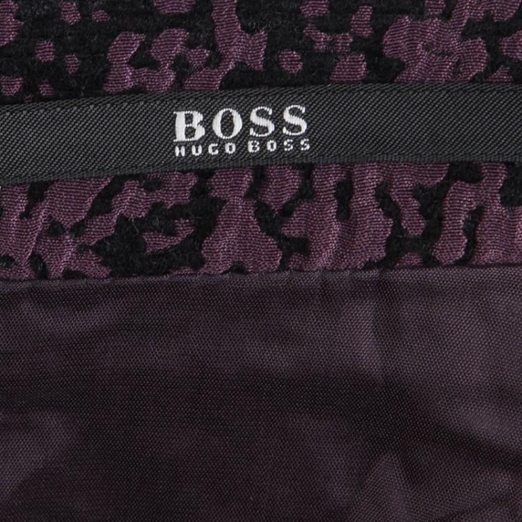 Pre Owned Boss By Hugo Boss Purple Textured Vilori Pencil Skirt M