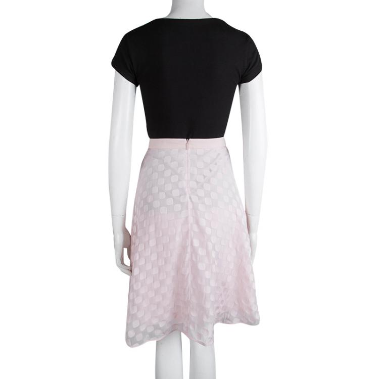مملوكة مسبقًا Boss By Hugo Boss Baby Pink Chiffon Jacquard Vuna Skirt L