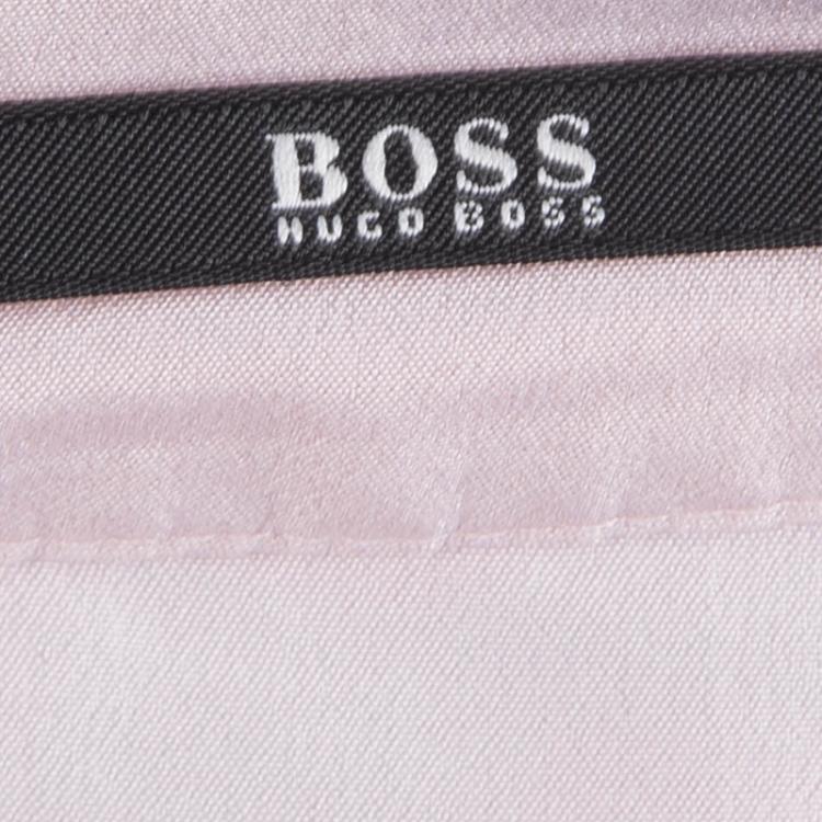 مملوكة مسبقًا Boss By Hugo Boss Baby Pink Chiffon Jacquard Vuna Skirt L