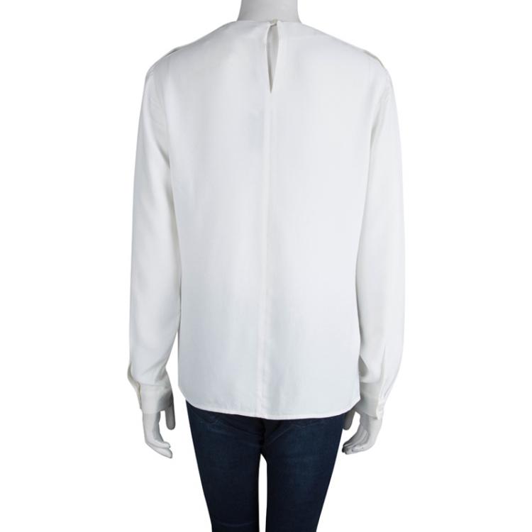 Pre Owned Boss By Hugo Boss Off White Long Sleeve Zelene Blouse S