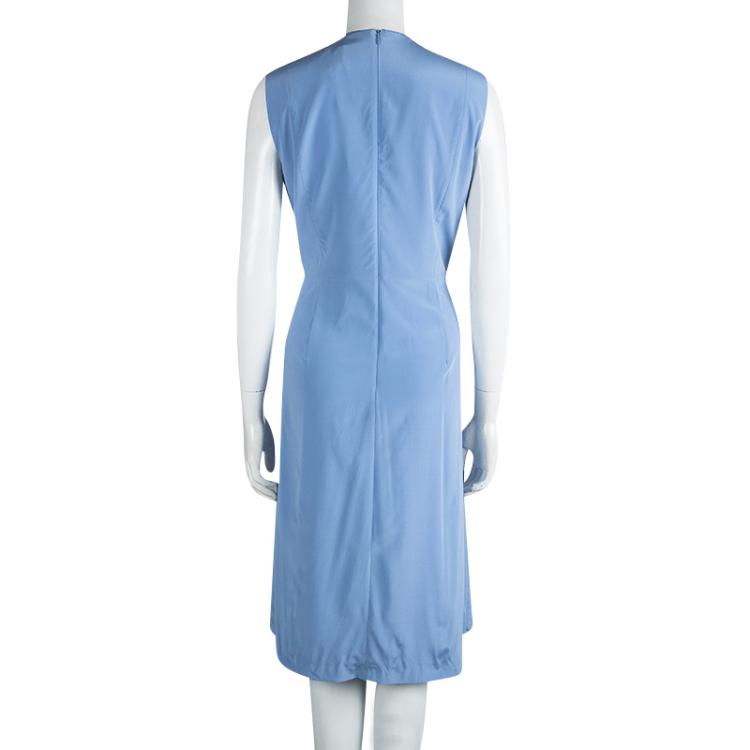Pre Owned Boss By Hugo Boss Powder Blue Silk Panel Detail Sleeveless Disali Dress L