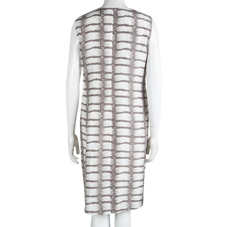 Pre Owned Boss by Hugo Boss Printed Silk Draped Doresa Dress M