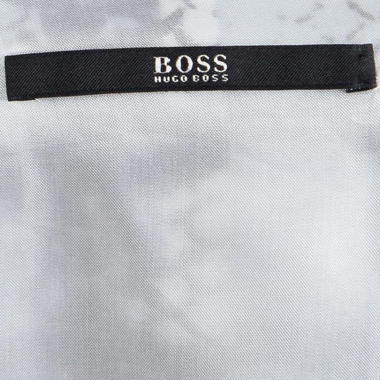 Pre Owned Boss by Hugo Boss Printed Silk Draped Doresa Dress M