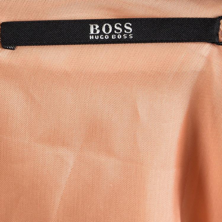 Pre Owned Boss By Hugo Boss Orange Textured Sleeve Dicella Dress S