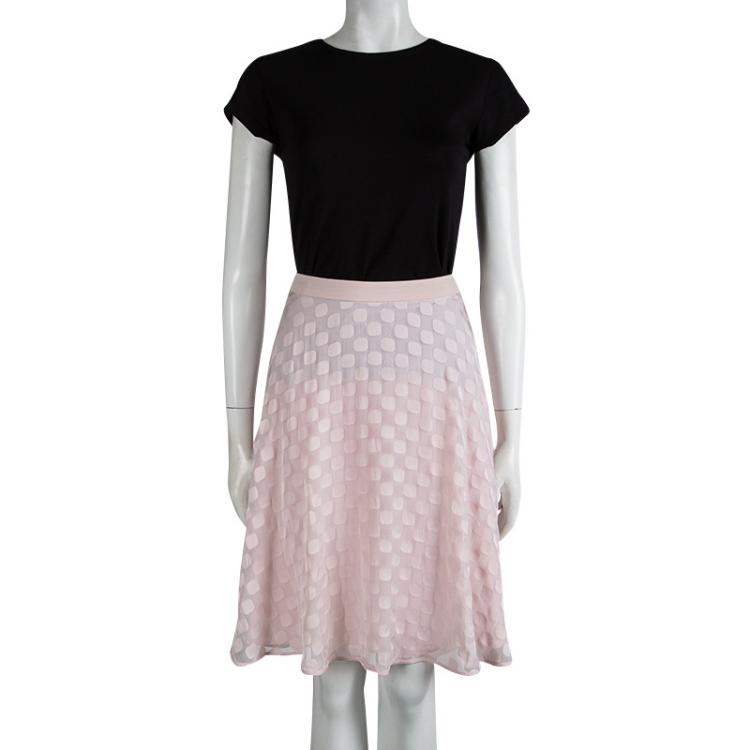 Pre Owned Boss By Hugo Boss Baby Pink Chiffon Jacquard Vuna Skirt M