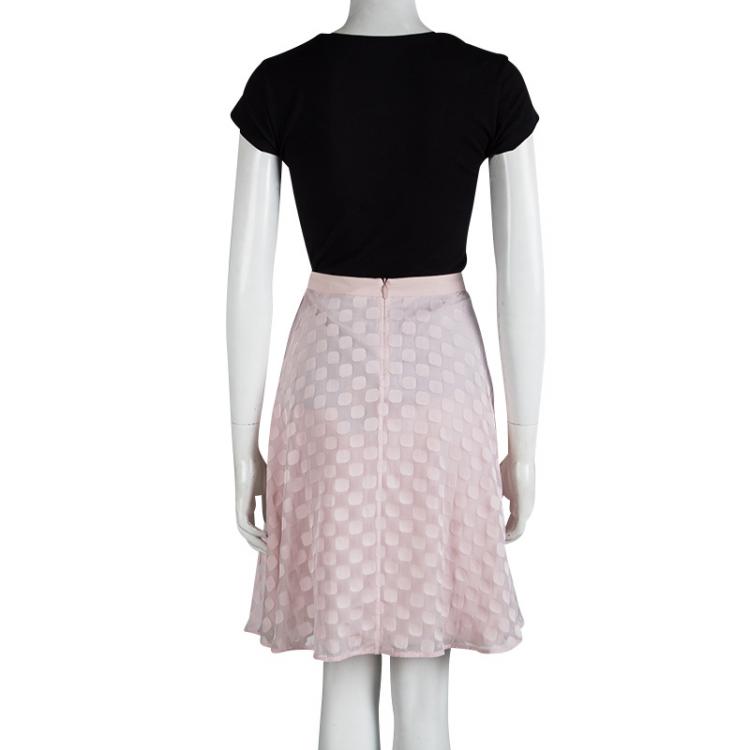 Pre Owned Boss By Hugo Boss Baby Pink Chiffon Jacquard Vuna Skirt M