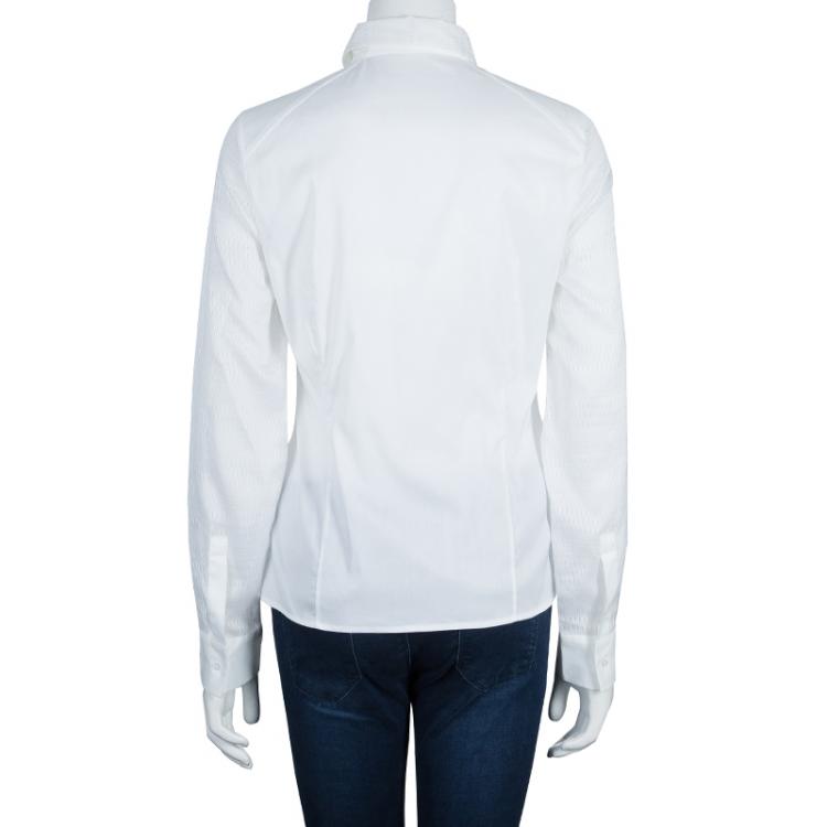 مملوكة مسبقًا Boss by Hugo Boss White Long Sleeve Blouse S