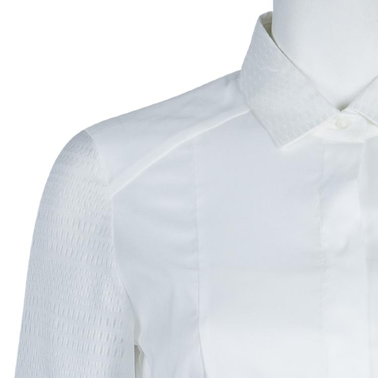 مملوكة مسبقًا Boss by Hugo Boss White Long Sleeve Blouse S