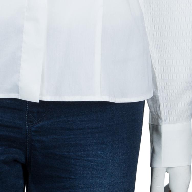 مملوكة مسبقًا Boss by Hugo Boss White Long Sleeve Blouse S