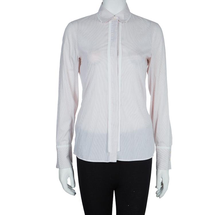 Pre Owned Boss by Hugo Boss White Striped Long Sleeve Buttondown Shirt S