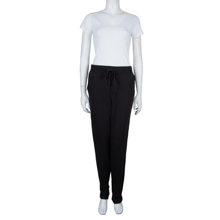 Pre Owned Boss By Hugo Boss Black Terry Cloth Applique Detail Pants L